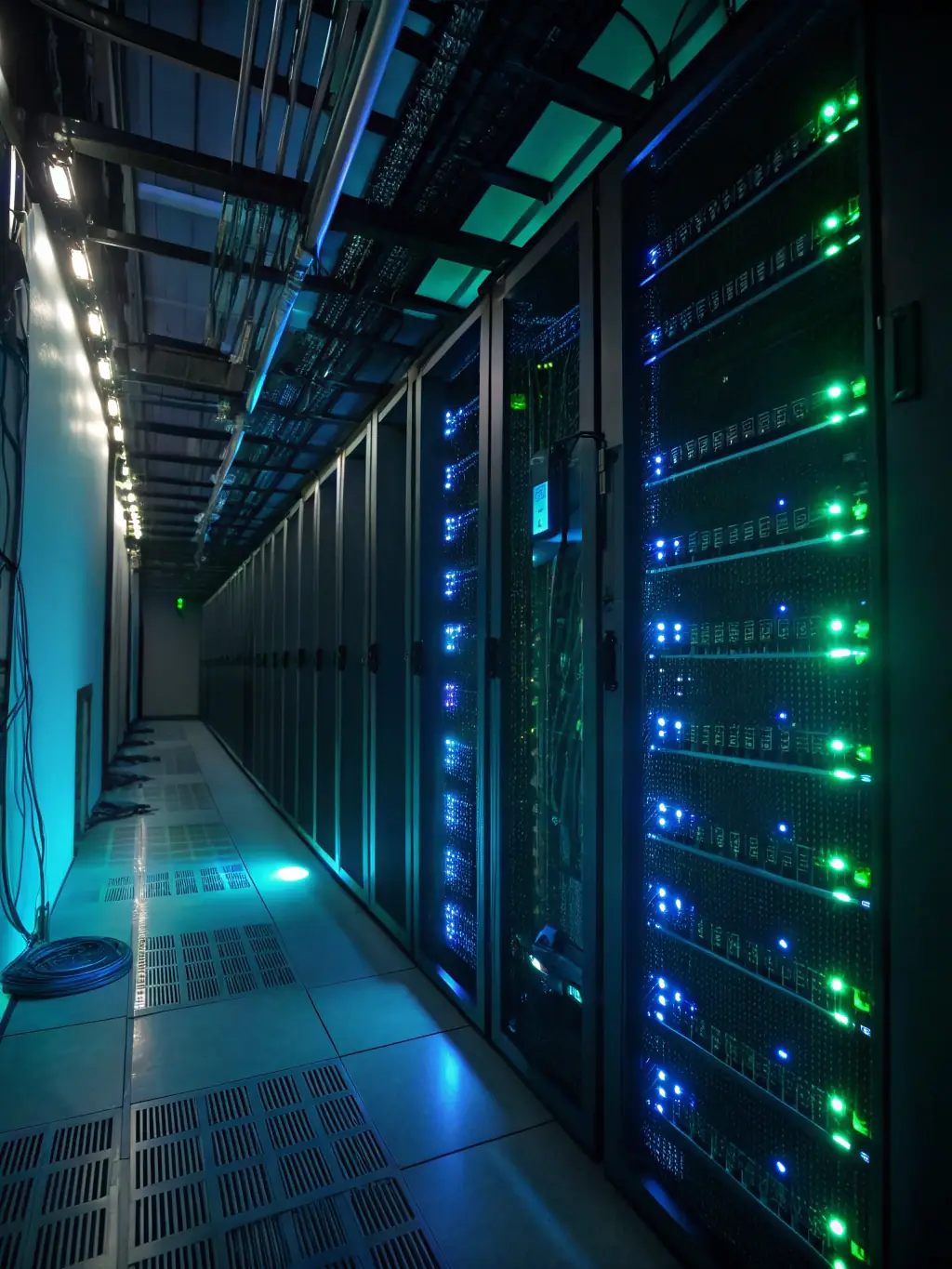A high-resolution image depicting a modern data center with interconnected servers and cloud infrastructure, symbolizing digital infrastructure optimization.