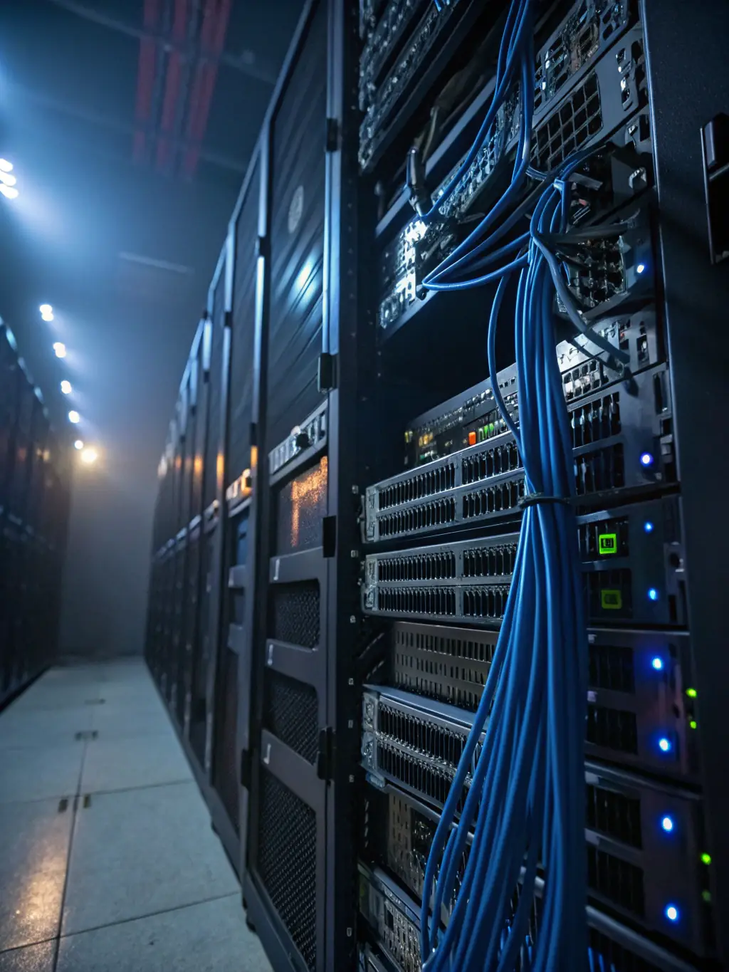 A professional graphic showing a network of interconnected devices and data streams, highlighting cybersecurity solutions.
